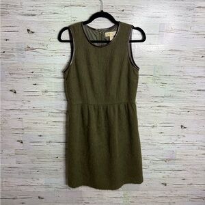 Michael Kors Fuzzy Dress pony hair green size 6 brown leather